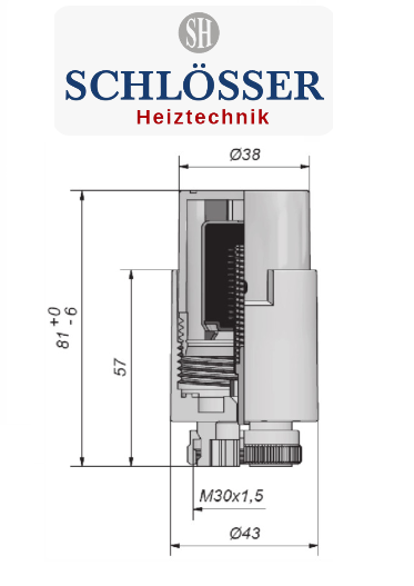 Термоголовка Schlosser Brillant Plus SH біла MINI (M30x1.5)