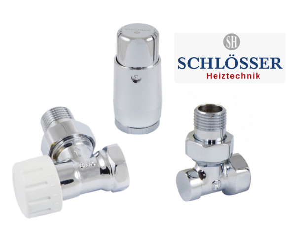 Комплект термостатичний Schlosser хром, кутовий, головка Mini M30x1,5