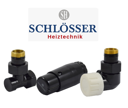 Комплект термостатичний Schlosser STANDARD MINI GZ1/2 x GW1/2, осьовий правий, RAL9005 мат