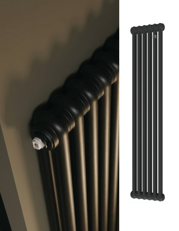 Трубчастий радіатор DeLonghi Multicolumn H=1800 2-6 (секцій) конф.0 (бокове 1/2") RAL9005MAT