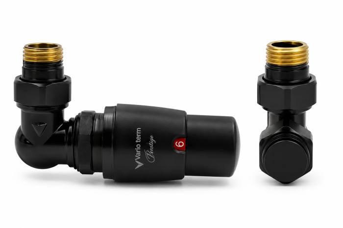 Чорні осьові крани Vario Term Master 1/2 термоголовка Prestige