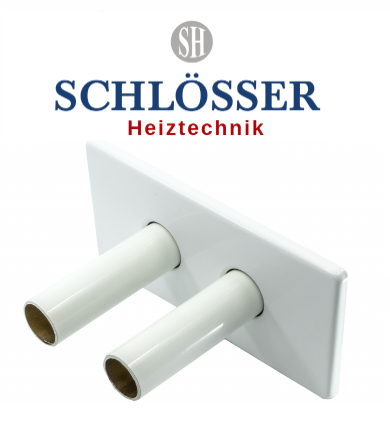 Двойная розетка Schlosser 150/70 L50 + 2 шт латунные трубки d=22mm, белая