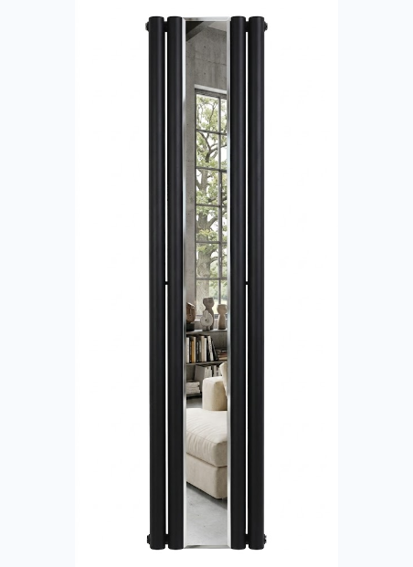 Дизайнерський радіатор з дзеркалом ARTTIDESIGN Rimini II M 4/1800/382/50 (Чорний матовий)