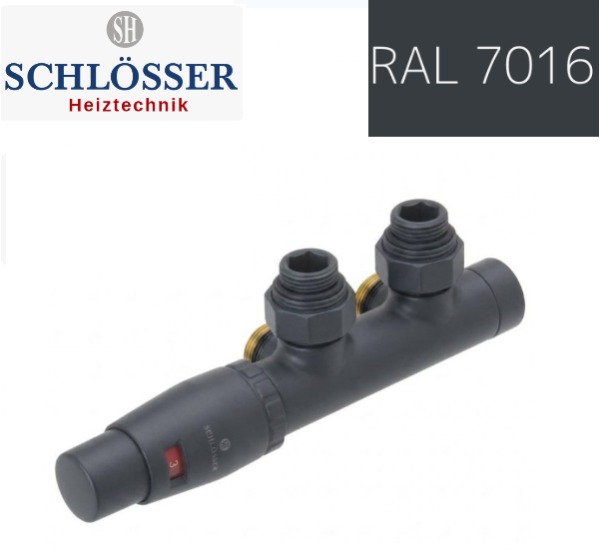 Комплект Schlosser Duo-Plex 3/4 x M 22х1,5, кутовий лівий, RAL 7016 мат