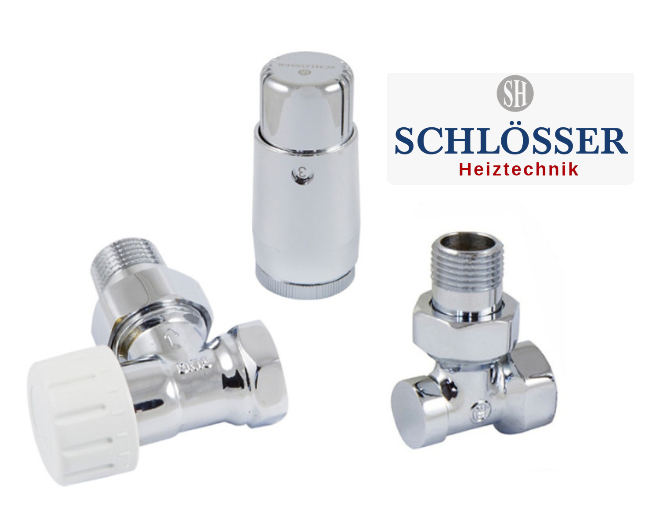 Комплект термостатический Schlosser хром, угловой, головка Mini M30x1,5