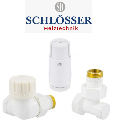Комплект термостатичний Schlosser, білий, осьовий правий, головка Mini M30x1,5