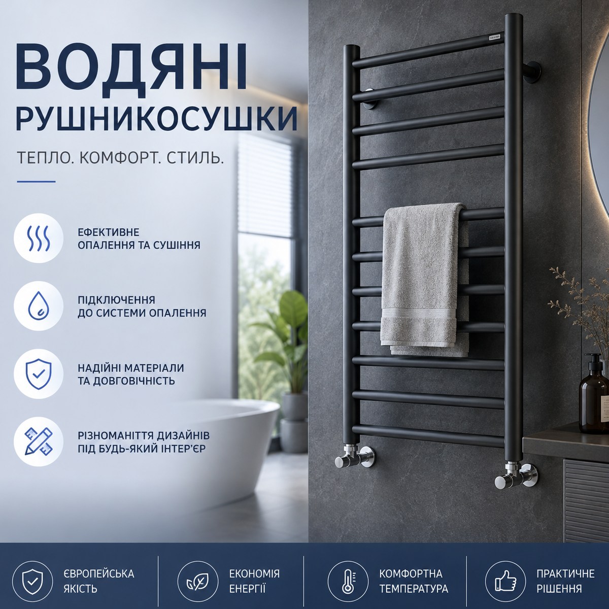Водяные полотенцесушители купить в Киеве
