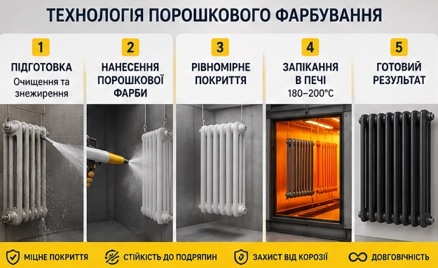 Технологія порошкового фарбування радіаторів опалення